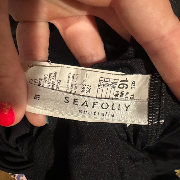 Seafolly Black & Floral Boyleg Maillot Swimsuit - Picture 7 of 8